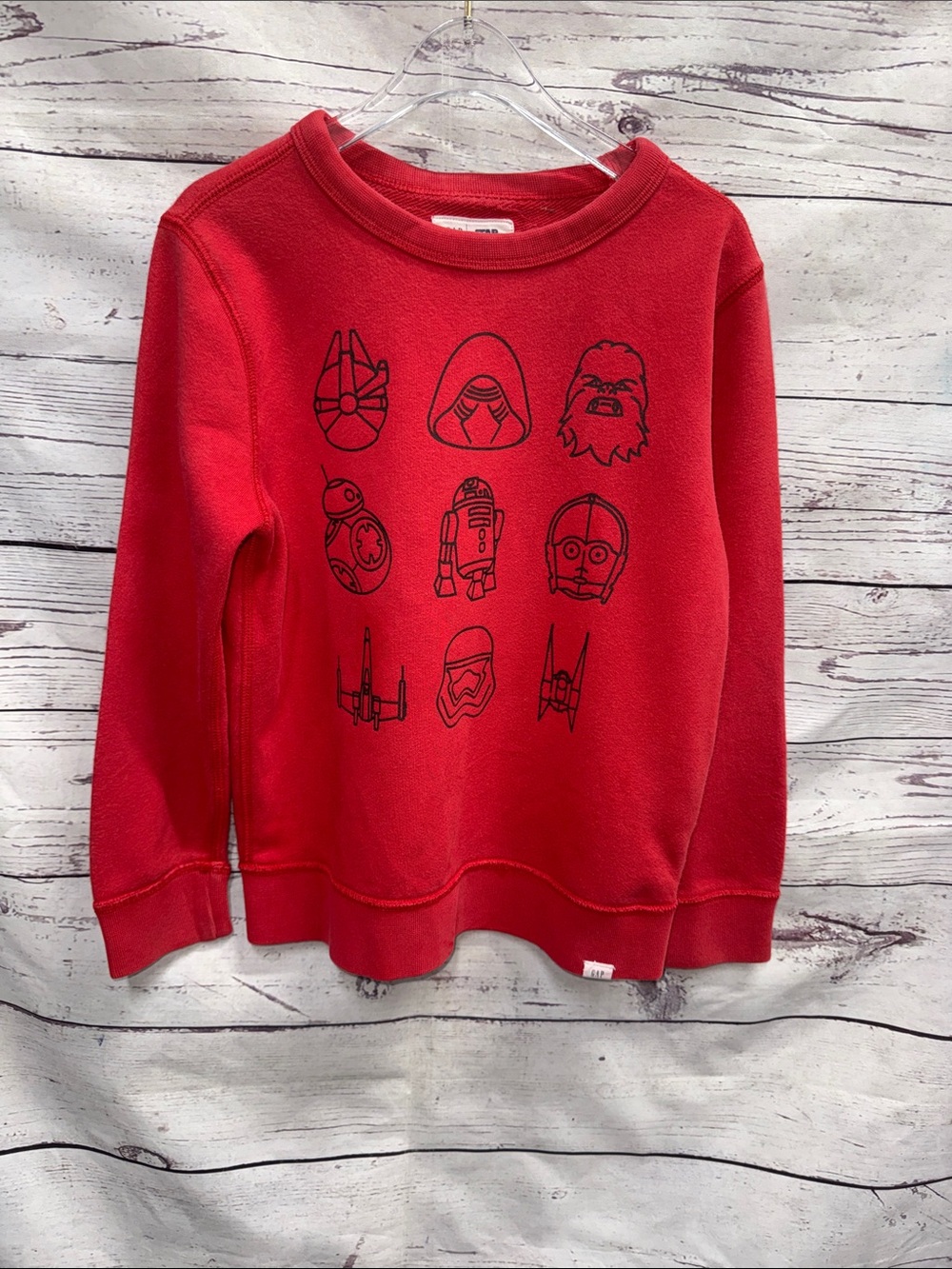 GAP Red Kids Graphic Sweatshirt with Star Wars Characters Size Small